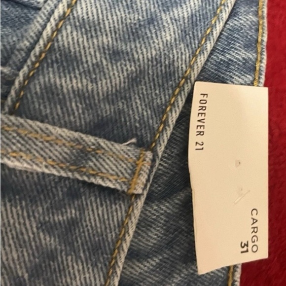 Blue Denim Jeans cargo  forever 21 size 31 - Picture 4 of 8